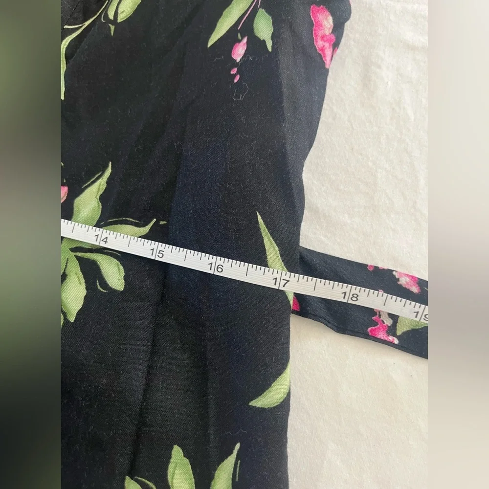 VTG 90S DRESSBARN moody pink Floral Black button dress cross back sz 8 50s 60s - Picture 11 of 11